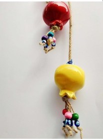 Resim Üçlü Nar Nazar Boncuklu Renkli Hediyelik Dekoratif Duvar Süsü 