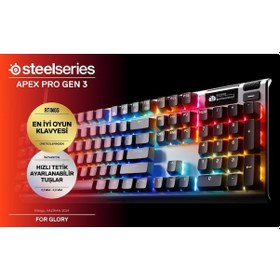 Resim Steelseries Apex Pro Gen 3 Omnipoint 3.0 Hipermanyetik Switch Rgb Mekanik Oyuncu Klavyesi (Uk 