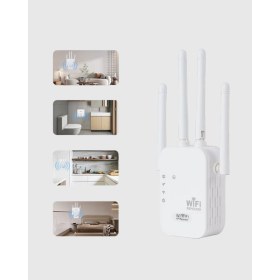 Resim 300MBPS Wifi Menzil Genişici 4 Antenli Wpa3 Güvenlikli Priz Tipi Repeater 