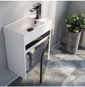 Resim Orka Yedisu 45 Cm Mdf Parlak Siyah Mini Banyo Dolabı Alt Modül Ve Siyah 