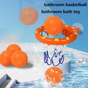 Resim 1 takım banyo mavi top oyuncakları (1 çerçeve + 3 top), kapalı su oyuncağı, çocukların iç mekan basketbolu su oyuncakları 