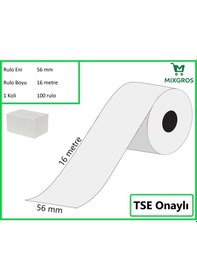 Resim 56x16 Metre Termal Kredi Kartı Ve Yazarkasa Pos Rulosu 100 Adet 