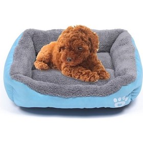 Resim Sunskyy Sunskyy Şeker Renk Dört Mevsim Hakiki Sıcak Pet Köpek Kulübesi Mat Teddy Köpek Mat, Boyut: L, 66 50 14cm Mavi Diğer 