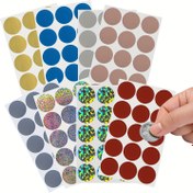 Resim 150 adet 2.5cm*2.5cm / 1 inç Yuvarlak Altın Holografik Lazer Çizik Stickerları, Çizik Kartlar, Kuponlar, Promosyonlar, Düğün Etkinliği Hediye Kartları, Oyun Kartları için 