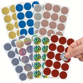 Resim 150 adet 2.5cm*2.5cm / 1 inç Yuvarlak Altın Holografik Lazer Çizik Stickerları, Çizik Kartlar, Kuponlar, Promosyonlar, Düğün Etkinliği Hediye Kartları, Oyun Kartları için 
