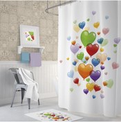 Resim Zethome Tropik Heart Balloons Banyo Duş Perdesi Tek Kanat 1x180x2 