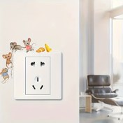 Resim 1 Adet Modern Fare Hayvan Baskılı Duvar Sticker - Aydınlatma Anahtarları, Banyo Yatak Odası Oturma Odası Ev Dekoru için Kendinden Yapışkanlı PVC Dekoratif Etiket, Düzensiz Şekil Tasarımı, Eğlenceli Anahtar Süslemesi, Parlak Yüzey, Kolay Uygulama 