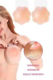 Resim MixmioLife Silikon Göğüs Ucu Kapatıcı Ten Rengi Çiçek Desen 2’li Set 