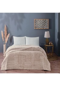 Resim Taç Gable Pamuk Çift Kişilik Battaniye Bej Bej 