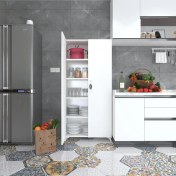 Resim Kenzlife 2 kapılı dolap çilem 188*070*032 byz kilitli ayaklı banyo mutfak ofis kitaplık ayakkabılık kiler 