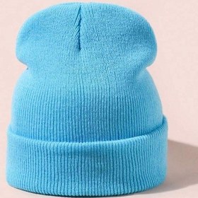 Resim Eke Tekstil Unisex Katlamalı Kışlık Örme Bere Bebe Mavi 