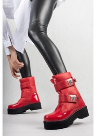 Resim Pabucmarketi Kırmızı Rugan Suni Deri Kadın Kar Botu Çok Renkli 