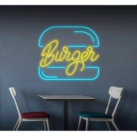 Resim Burger Yazılı Ve Şekilli Neon Tabela Sarı 