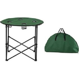 Resim UltraNova Yeşil Katlanır Kamp Masası 71 cm, Yuvarlak, 4 Gözlü, Hasır Malzeme, T. Çantalı 