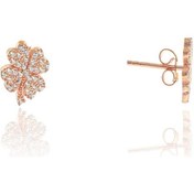 Resim Gümüş Rose Zirkon Taşlı Yonca Küpe N11.48567 