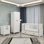 Resim Garaj Home Melina Yıldız 2 Kapaklı Bebek Odası Takımı - Gri 