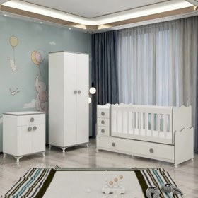 Resim Garaj Home Melina Yıldız 2 Kapaklı Bebek Odası Takımı - Gri 