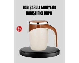 Resim Zenvia USB Şarjlı Manyetik Karıştırıcı Kupa Otomatik Karıştırma Paslanmaz Çelik 