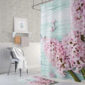 Resim Zethome Banyo Perdesi 1x180x200 Tek Kanat Duş Perdesi Halka Hediyeli Duşakabin Perdesi Lilac 