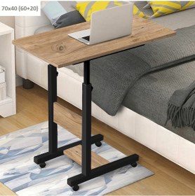 Resim Yükseklik Ayarlı Yatak Sehpası - Atlantik Çam Tekerli 70x40 