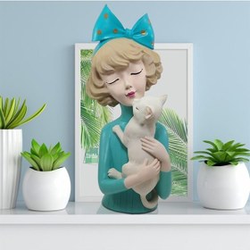 Resim Turkuaz Kedili Kız (30X14Cm) 