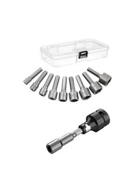 Resim Somun Sökme Sıkma Makine İçin 9lu Lokma Seti Bits Adaptörlü Hex 