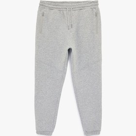 Resim Koton Beli Bağcıklı Fermuarlı Cepli Şardonlu Jogger Eşofman Altı Gri 6wam40057mk Gri 