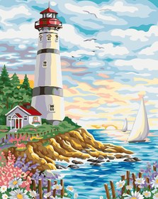 Resim Sayılarla Boyama Seti - Deniz Feneri - 40x50 