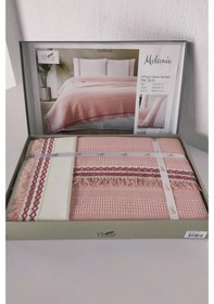 Resim Tivoli Tek Kişilik Dantelli 3 Parça Pike Takımı-waffle Pike Seti-melanie Pudra Pudra 