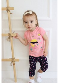 Resim Harika Kids Kız Bebek Kaprili Kısa Kollu Kız Desen Baskılı Yazlık Basic Alt-üst Takım 6-24 Ay 001 
