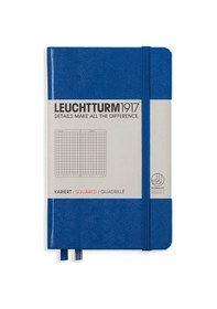 Resim Leuchtturm1917 Not Defteri Cep Boy A6 , Sert Kapak, 187 Numaralandırılmış Sayfa, Kareli, Kraliyet Mavi 