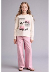 Resim Defacto Wıde Leg Düz Paça Gabardin Pantolon Kız Çocuk G0607a826smpn171 Pembe-pn171 