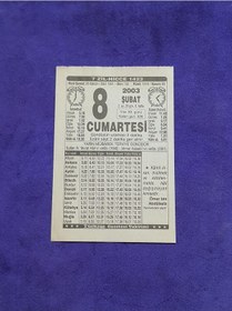 Resim 8 Şubat 2003 Takvim Yaprağı - Nostaljik Koleksiyonluk Takvim Yaprağı 