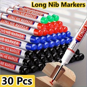 Resim 30 adet Uzun Uçlu İşaretleyici - Derin Delikler İçin Hızlı Kuru Yağ Bazlı Marangoz Kalemleri, Seramik, Ahşap, Plastik, Metal İçin İdeal - Banyo Kurulumu ve Dekor Onarımı İçin Mükemmel, İnşaat Araçları, Karışık Renkler, Orta Nokta, Yıkanabilir Mürekkep, Marangoz Kalemleri, Canlı Renkler, Dayanıklı İşaretleyiciler, Yağ Bazlı Mürekkep, DIY Tutkunları 