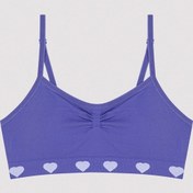 Resim Penti Kız Çocuk Mor Kalpli Dikişsiz Kısa Üst Mavi 
