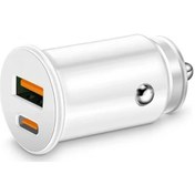 Resim Topnotch Beyaz 15w Ultra Kompakt Çift Portlu Araç Şarj Cihazı Usb-c + Usb-a iPhone Uyumlu Galaxy Uyumlu 