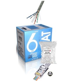 Resim Apronx Cat6 23awg 305 Metre 0,50mm Gri Utp Kablo +100 Adet Ez Jak 