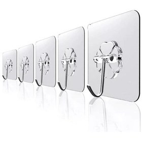 Resim Yapışkanlı Askı 3 Adet Kancalı Şeffaf Banyo Askısı Mutfak Askısı Çok Renkli 