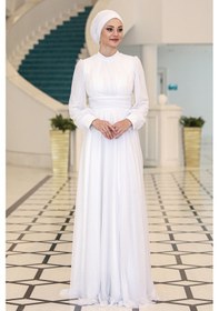 Resim Raika Moda Şık Tasarım Tül Kübra Abiye Ekru 