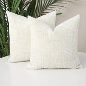 Resim 2 adet Vintage Chenille Atma Yastık Kılıfı, Düz Renkli Dokulu Dekoratif Yastık Kılıfları, Oturma Odası ve Yatak Odası için, Makine Yıkanabilir, Fermuar Kapanışı, İçerik Yok, Polyester Karışımı, 340gsm, Dekoratif Yastıklar 