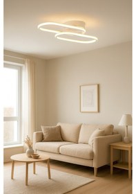 Resim Zzez Beyaz Renk Modern Tasarım Beyaz Ledli Cafe - Mutfak - Salon 2 Li Led Avize Beyaz 