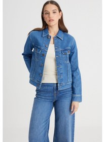 Resim Regular Fit Normal Kesim Açık Mavi Jean Kot Ceket LV49205322G35 Çok Renkli 