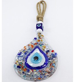 Resim Renkli Kırıntılı Su Damlası Nazar Boncuğu El Yapımı Cam Duvar Dek 