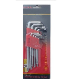 Resim Elka 9 Parça Tork Alyan Seti Yıldız Uçlu T10 T50 Standart Tip Allen Torx Ambalajlı 