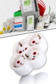 Resim Markafox Beyaz Papatya Golyat Kablosuz 4'lü Topraklı Dörtlü Priz Çoğaltıcı 101-04 1410 