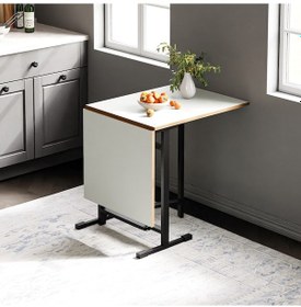 Resim Katlanır 4 Kişilik Masa Mutfak Masası Takımı Masa Beyaz 1413 