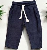 Resim Erkek Bebek Keten Beli Lastikli Bol Paçalı Pantolon-14077 Lacivert 