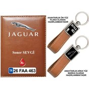 Resim Plakanıza Özel Jaguar Logolu Taba Ruhsat Kabı Ve Anahtarlık 