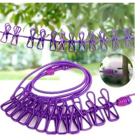 Resim MCM Group 12 Mandallı Lastikli Esneyen Çamaşaır Ipi Seyahat Tipi Taşınabilir Çamaşır Asma Ipi 