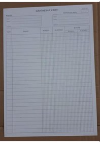 Resim Cari Hesap Kartı ( 300 Gramaj Karton) A 4 Ebat 100 Adet 